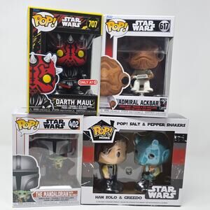 Star Wars Funko Pop Bundle: Target Darth Maul Mando & Child, Ackbar, Han Greedo